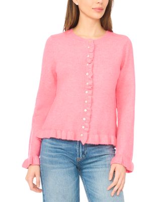Ruffle Edge Long Sleeve Cardigan Sweater
