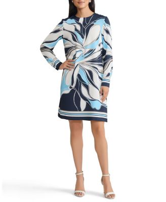  Floral Abstract Crepe de Chine Shift Dress