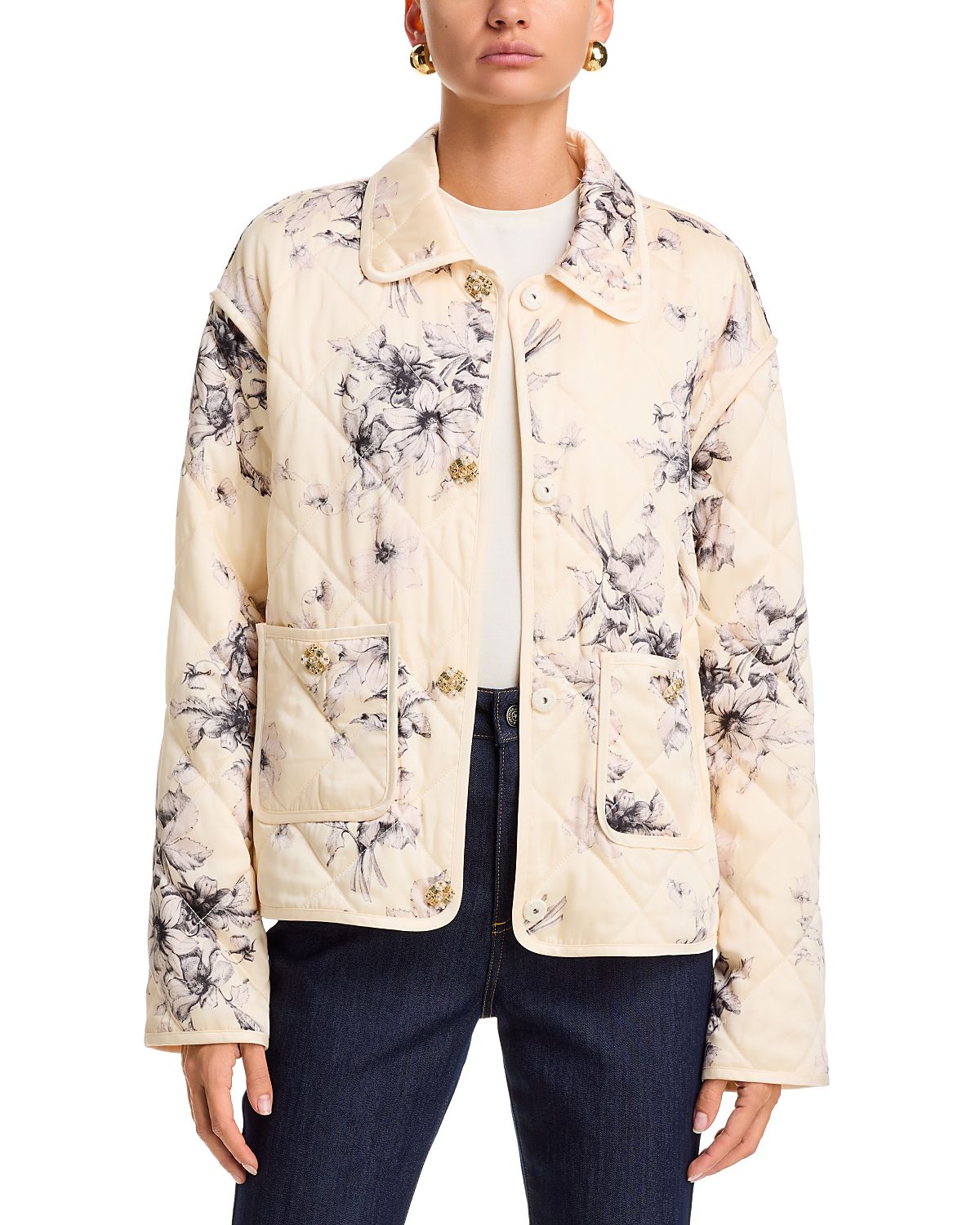 Cinq a Sept Hand Sketched Floral Jacket