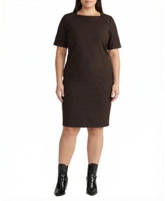  Women's Plus Envelope Neck Ponte Dress