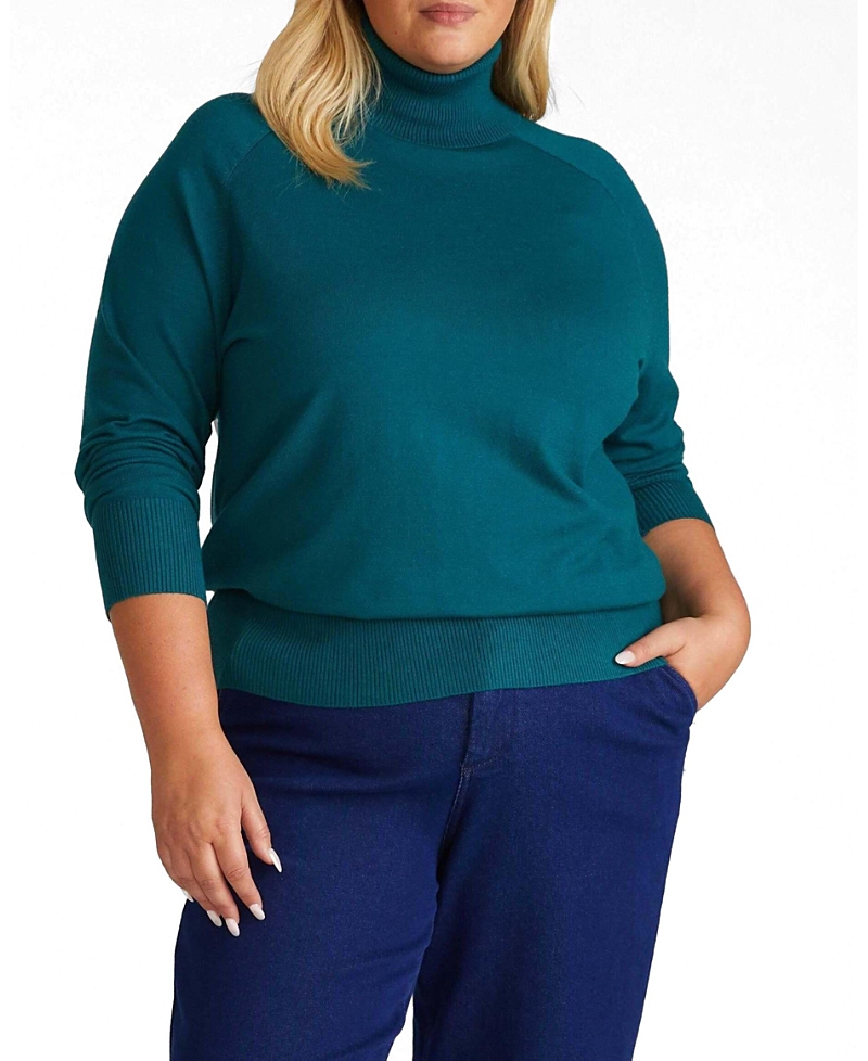 Universal Standard Women's Plus Renee Savvy Fine Knit Raglan Turtleneck