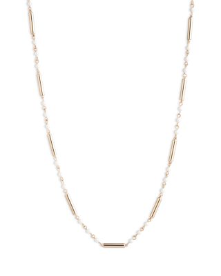 Imitation Pearl Bar Necklace, 20"