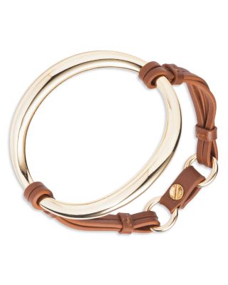 Leather Detail Bangle Bracelet