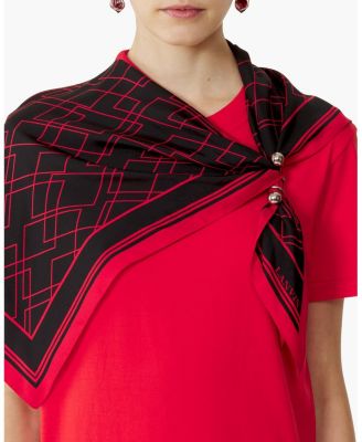  Graphic Diamond Motif Top With Jewelry Fastener