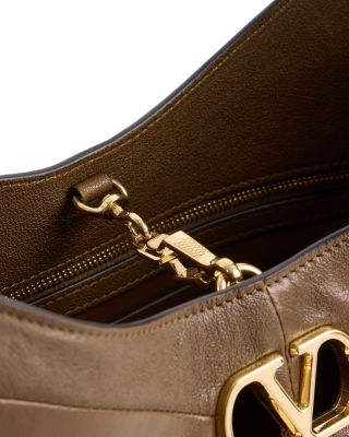 VLogo Medium Leather Hobo Bag