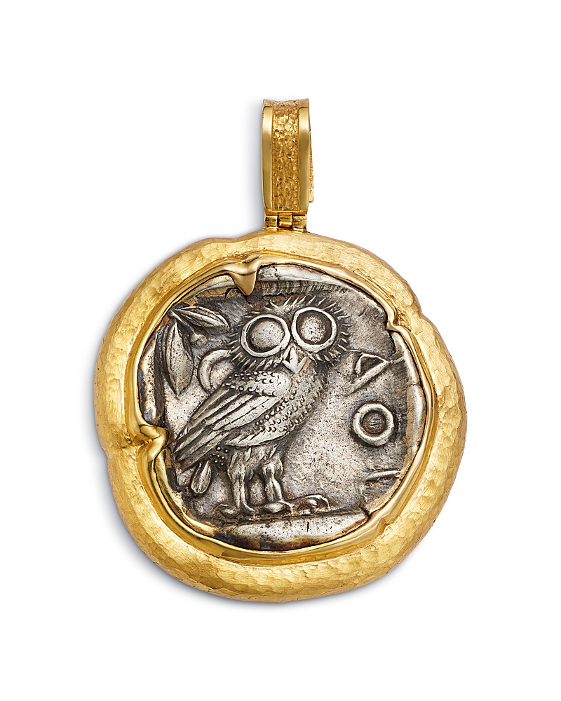 Jorge Adeler 18K Yellow Gold Gods & Heroes Authentic Owl Coin & Enhancer Pendant