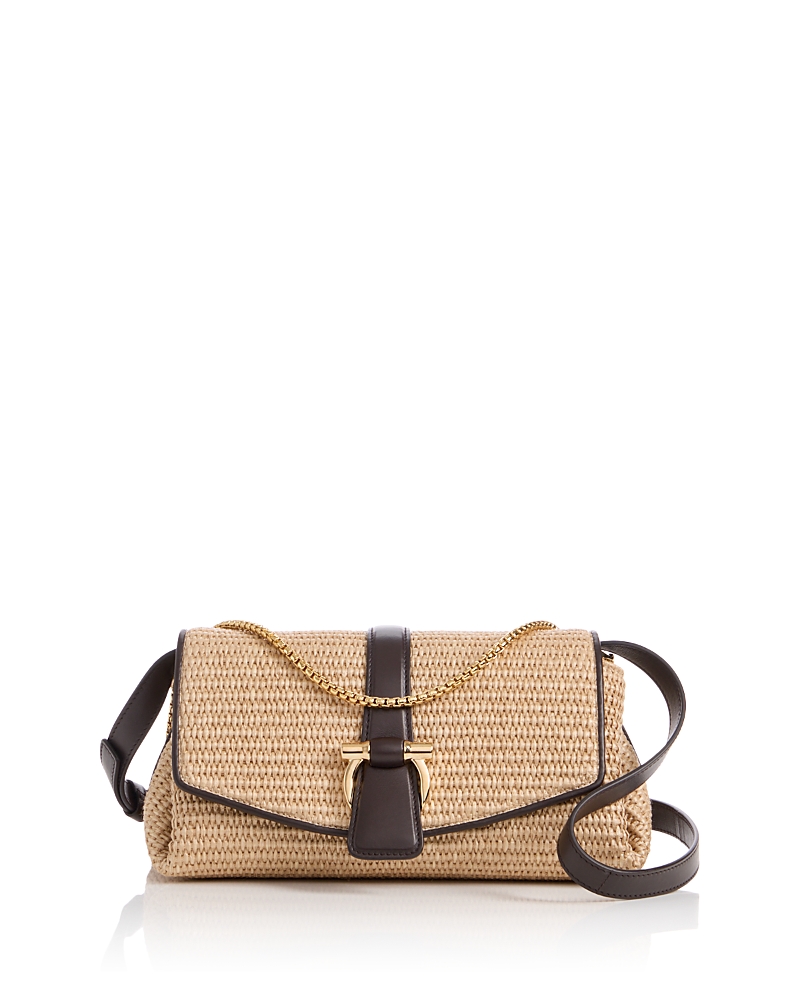 Ferragamo Mia Gancini Raffia Crossbody Bag