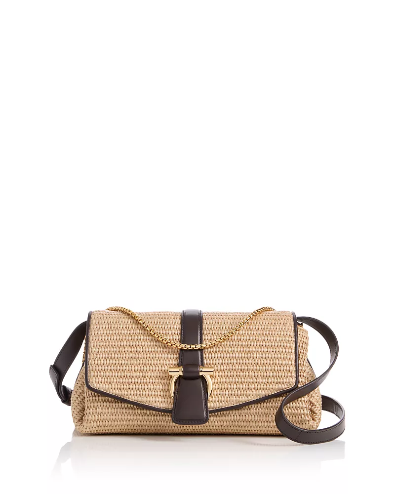 Ferragamo Mia Gancini Raffia Crossbody Bag