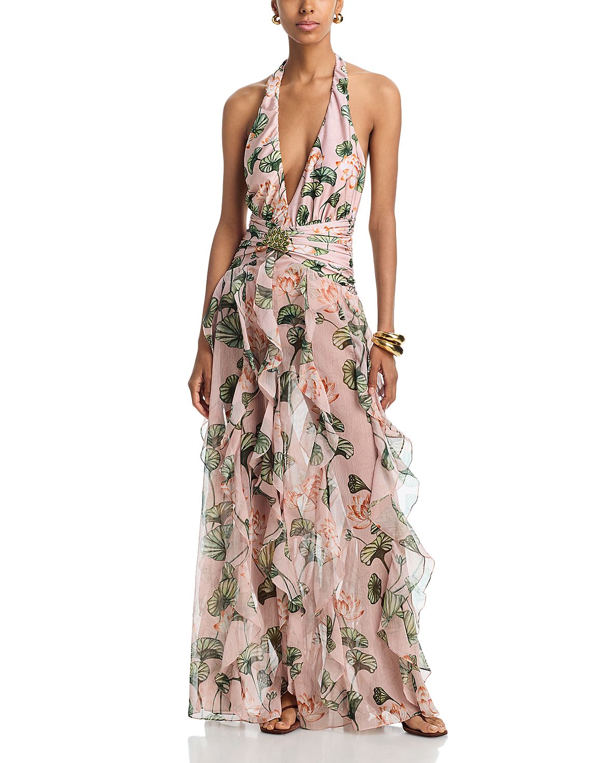 PatBO Plunge Neck Maxi Dress