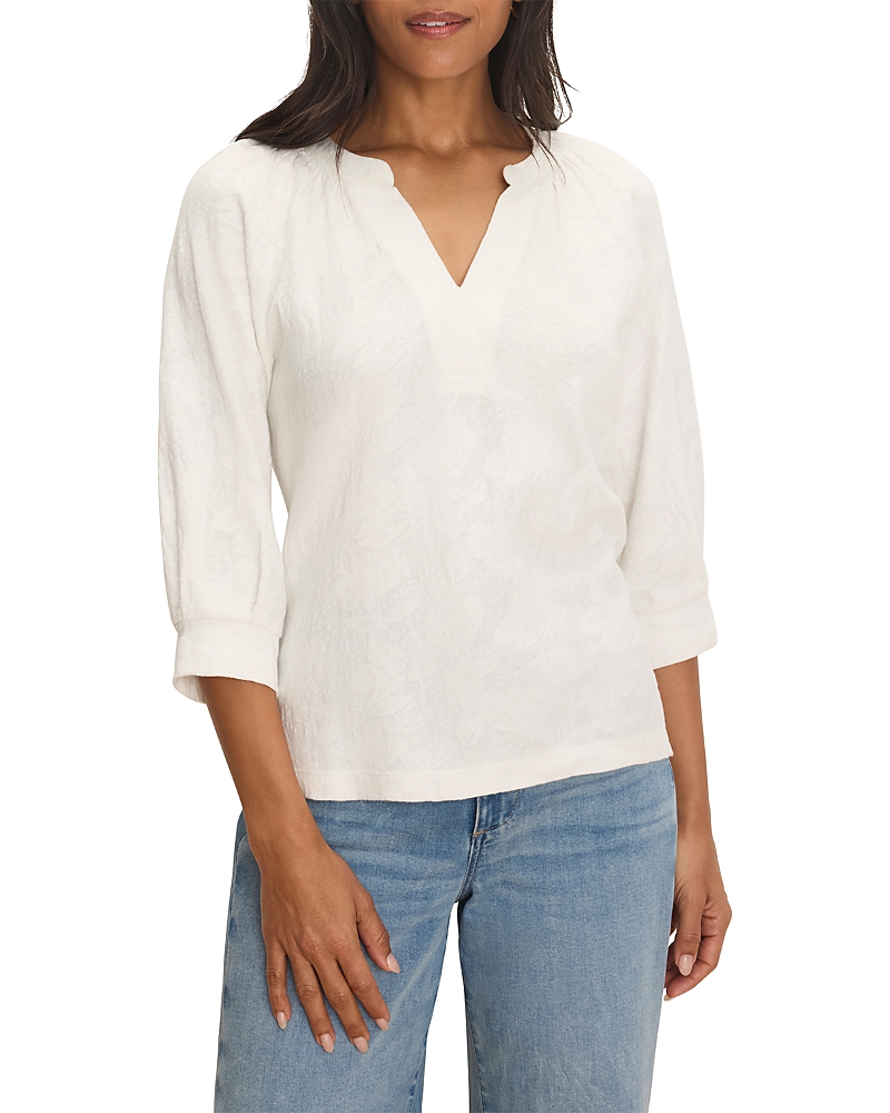Nzt By Nic+Zoe Lace Knit Split Neck Top