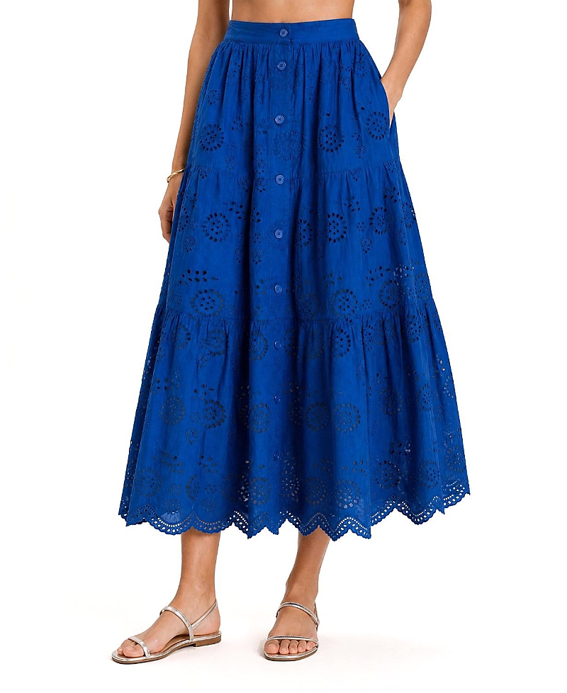 Change of Scenery Joanna Tiered Eyelet Maxi Skirt