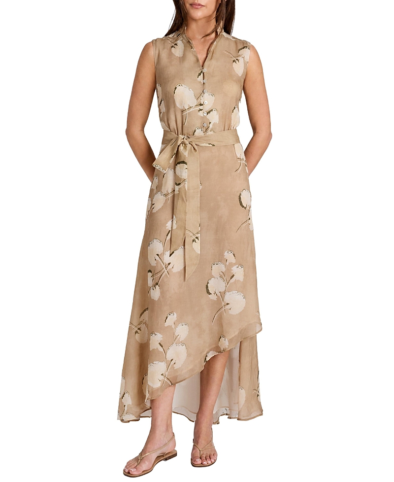 Santorelli Carson Sleeveless Hi-Lo Midi Dress in Floral Printed Voile