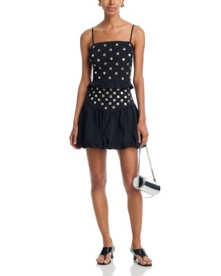 Mirror Trim Peplum Top & Bubble Mini Skirt - Exclusive