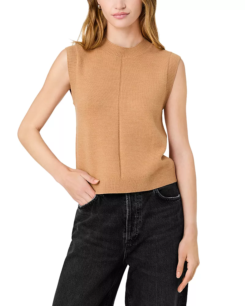 French Connection Babysoft Vertical Tick Crewneck Sleeveless Top