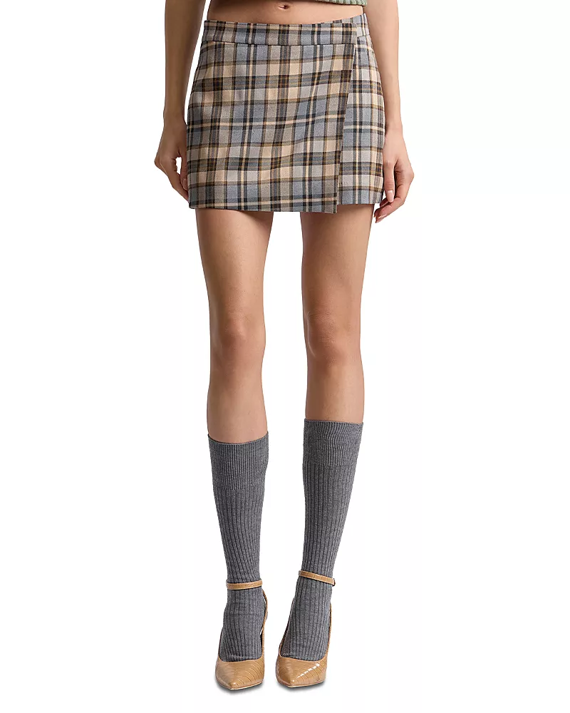 Avec Les Filles Plaid Wrap Micro Skort