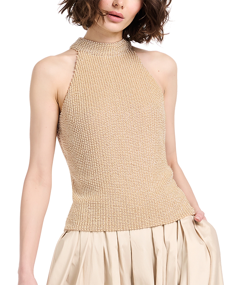 Emily Shalant Pearl Sleeveless Mock Neck Top