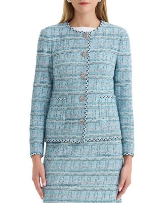  Braided Trim Tweed Knit Jacket