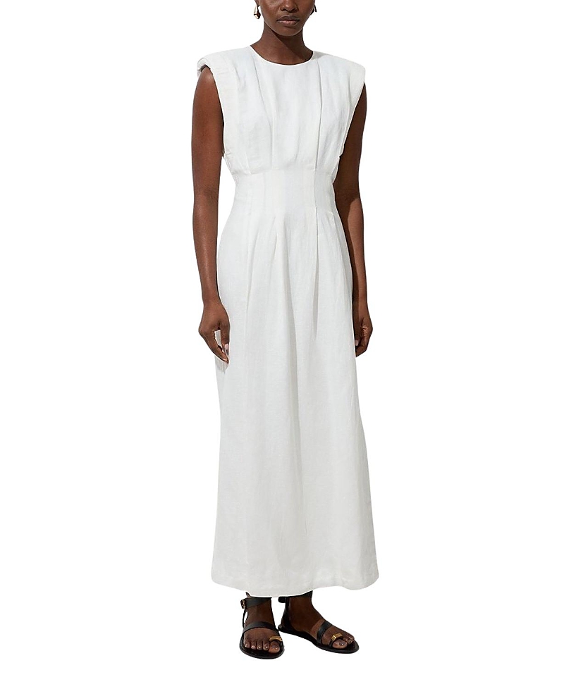 Karen Millen Linen Blend Pintuck Midi Dress
