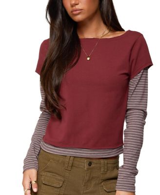 Edikted Layered Stripey Long Sleeve T Shirt