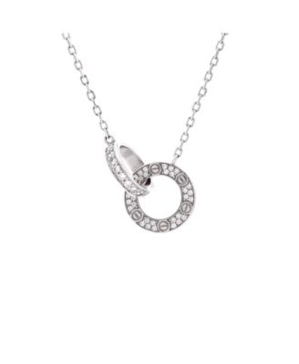  Love Interlocking Pave Necklace 18K White Gold and Diamonds, 16"