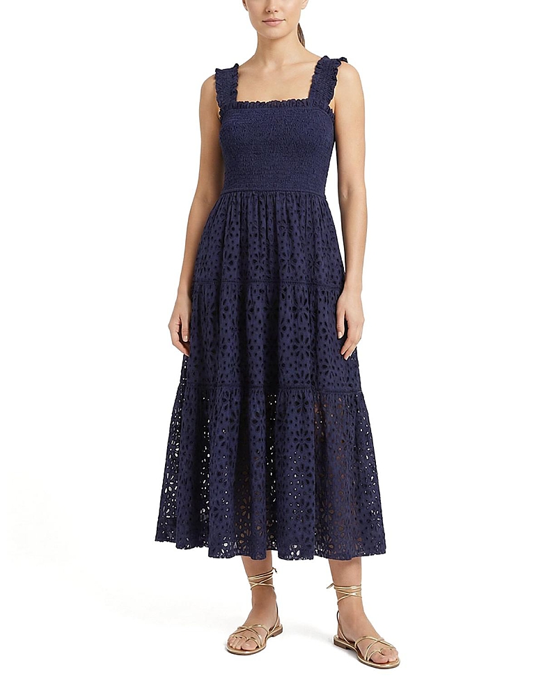 Change Of Scenery Kristen Sleeveless Smocked Eyelet Midi Dress