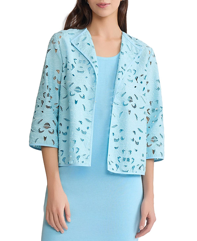 Ming Wang Embroidered Woven Topper