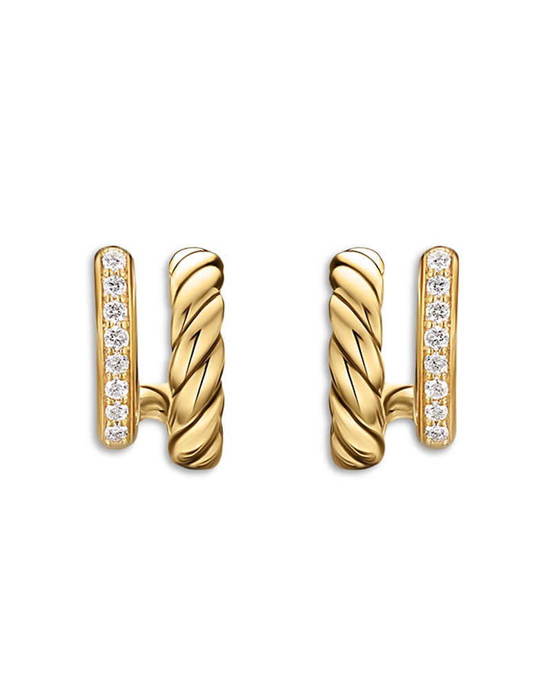 Dy Mercer Two Row Hoop Earrings in 18K Yellow Gold with Diamonds, 12mm
