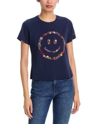 Cinq a Sept Wildflower Embroidery Smiley Shrunken Tee
