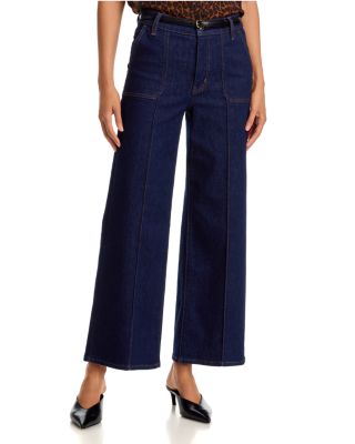Le Pixie Slim Palazzo Pintuck Pocket High Rise Jeans in Rinse