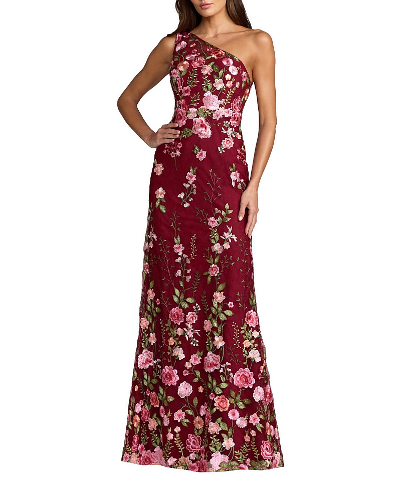 Mac Duggal Petite One Shoulder Lace Embroidered Gown