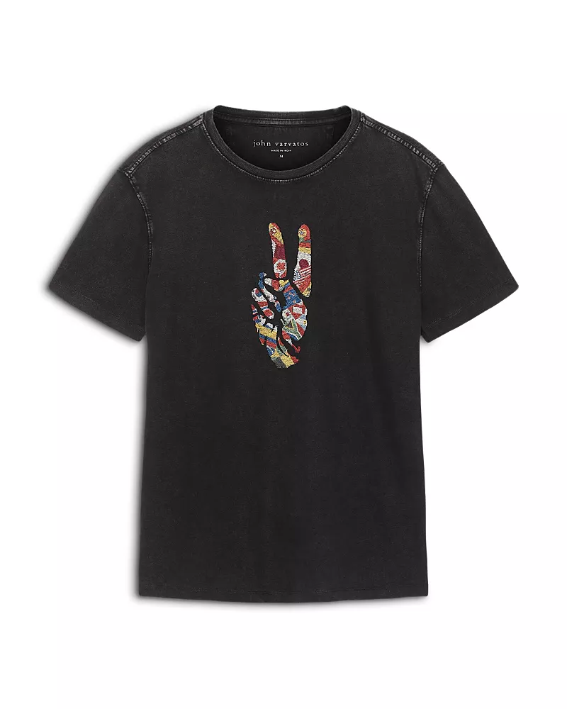 John Varvatos World Peace Graphic Crewneck T-Shirt