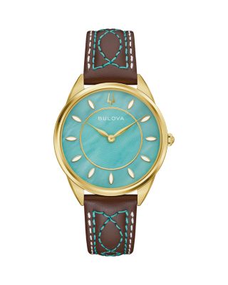 Stetson Leather Strap Watch, 34.5mm
