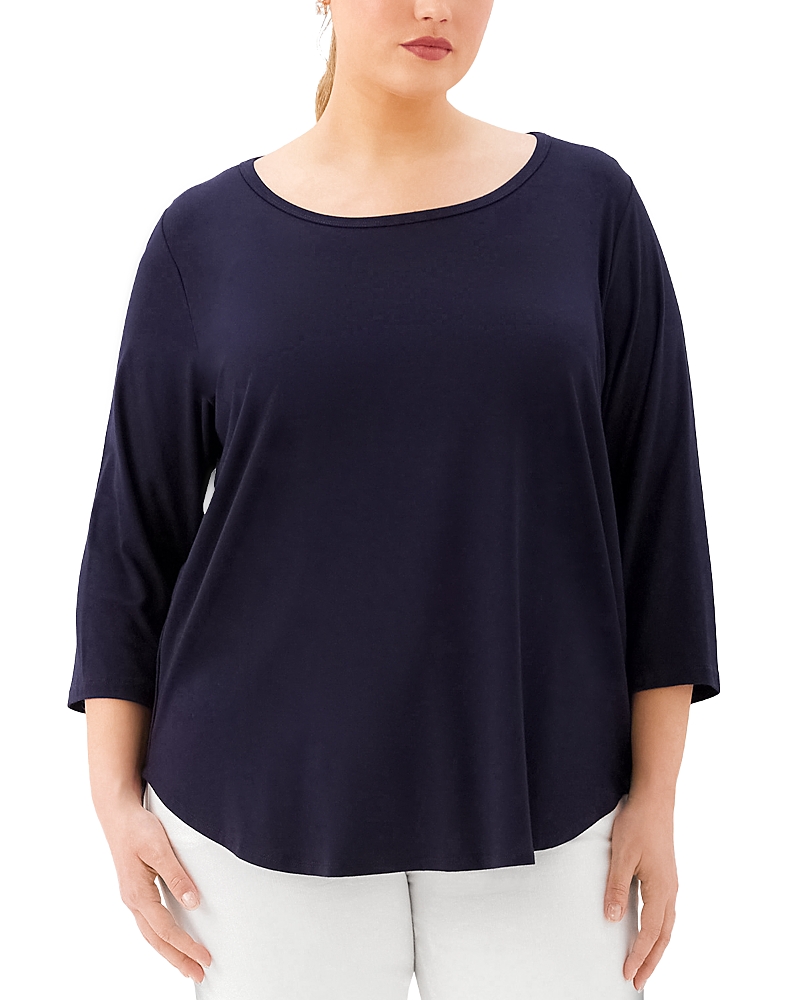 Karen Kane Plus 3/4 Sleeve Shirttail Top