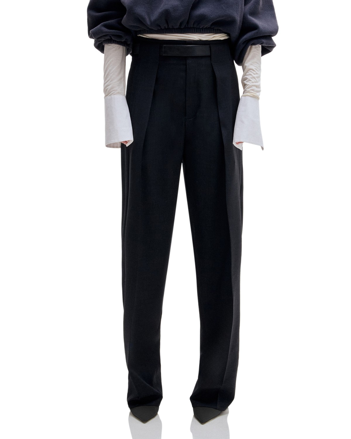 Ronda Leather Belt Pleated Trousers