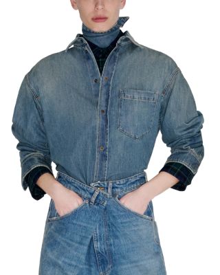 Darkpark Meg Denim Detachable Leather Foulard Shirt