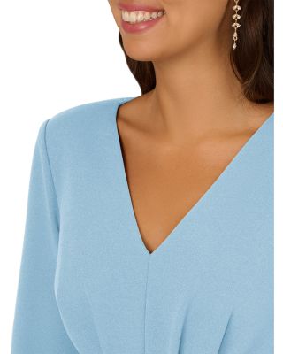 adrianna papell women's knit crepe tie waist sheath dress Adrianna Papell Women's Tie V Neck Knit Crepe Dress, Blue, 10
