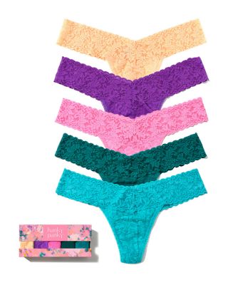 Signature Lace Low Rise Thongs, Set of 5