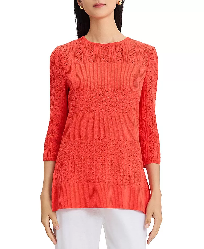 Misook Classic Lined Pointelle Soft Knit Tunic