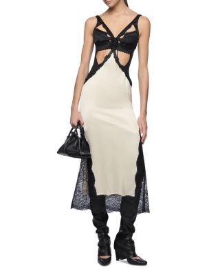 Lace Satin Cutout Slip Dress