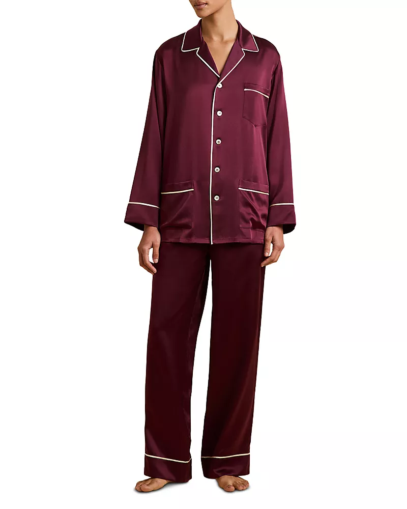 Olivia von Halle Yves Silk Long Pajama Set