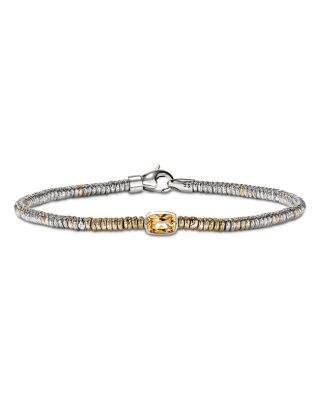 14K Yellow Gold & Sterling Silver Heishi Citrine Bead Bracelet