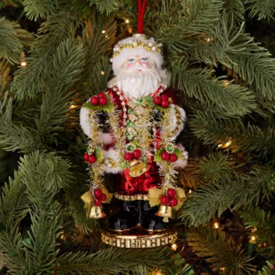 Glass Ornate Santa Ornament