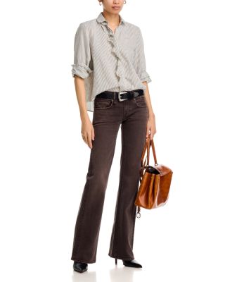 Boy Low Rise Flare Jeans in Worn Chocolate Brown Stretch - thumbnail 2