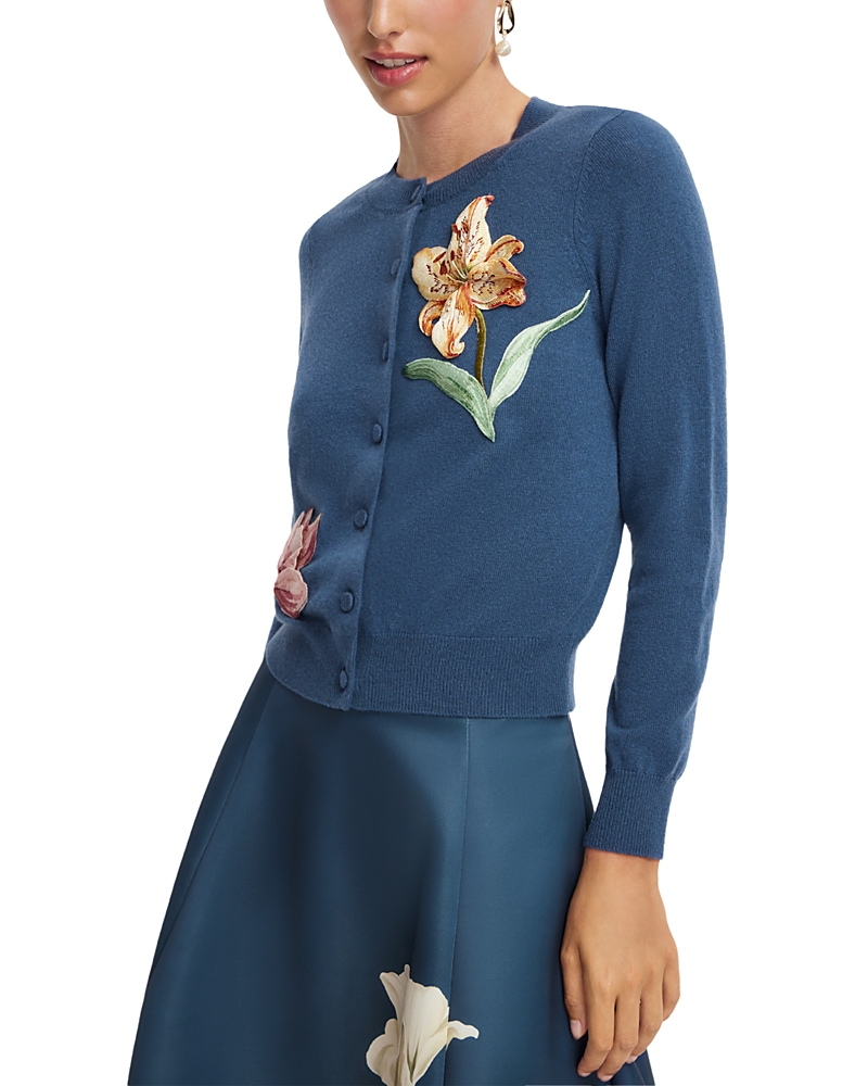 Leo Lin Claire Embroidered Wool Cashmere Cardigan