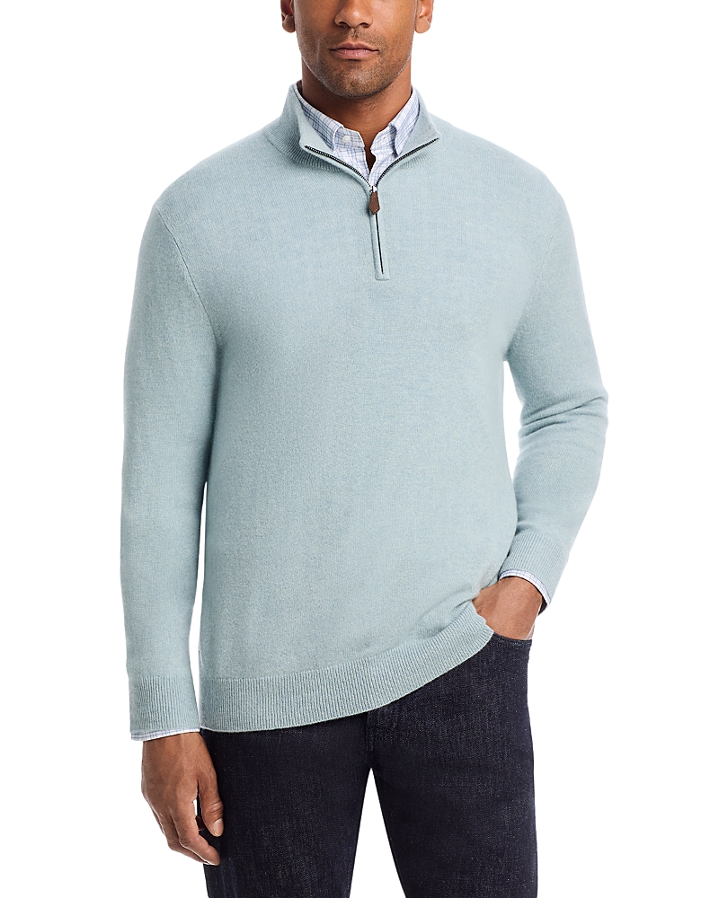 The Men's Store at Bloomingdale's Soft Sage Cashmere Quarter-Zip Sweater - Exclusive