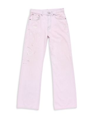 2021F Mid Rise Wide Leg Jeans in Pink