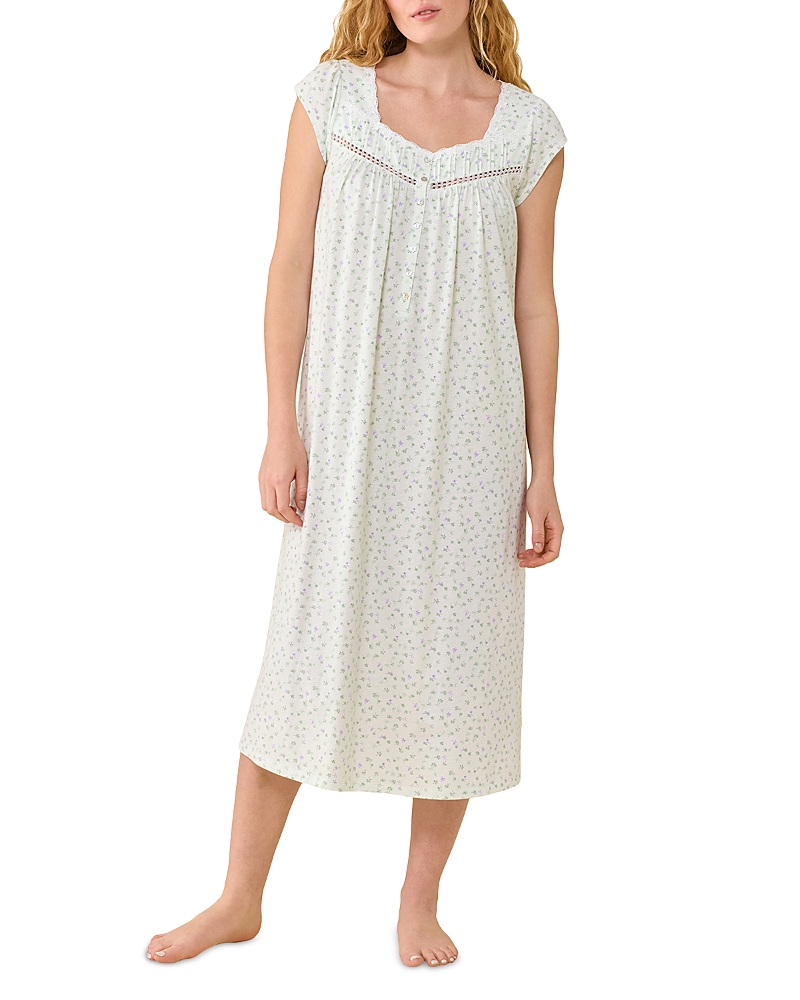 Eileen West Cap Sleeve Cotton Jersey Knit Long Nightgown