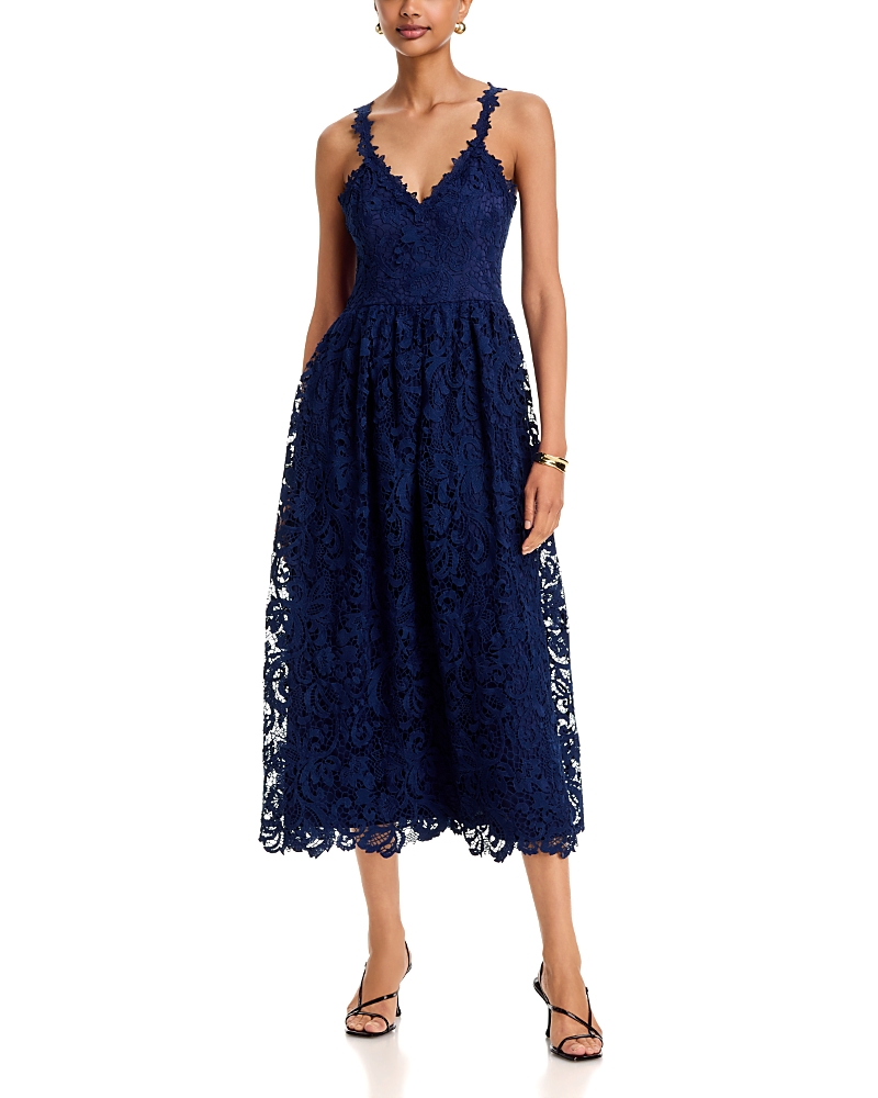 Aqua Lace Drop Waist Midi Dress - Exclusive