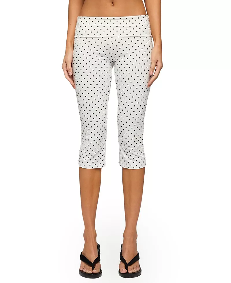 Edikted Eloisa Polka Dot Foldover Capri Pants