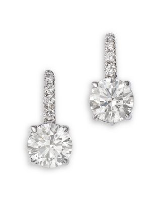 Luxe Collection Certified Lab Grown Diamond Huggie Hoop Earrings in 14K White Gold, 3.5 tcw